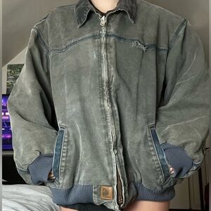 Carhartt Blue/ Navy Workwear Jacket Coat Womens Small/ Medium Collared